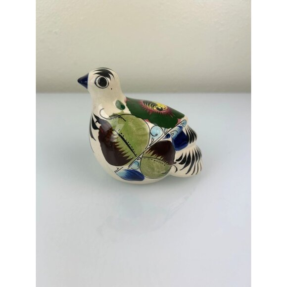 Tonala Made in Mexico Ceramic Bird Figure Hand Painted Blue Green Brown READ - Picture 3 of 13